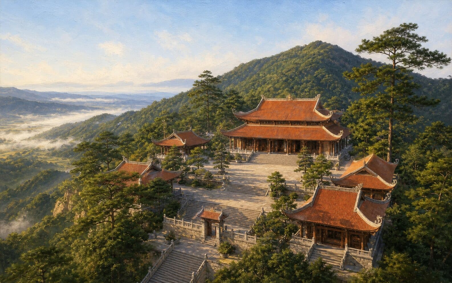 Minh họa Thiền viện Trúc Lâm Phượng Hoàng trên dãy Nham Biền